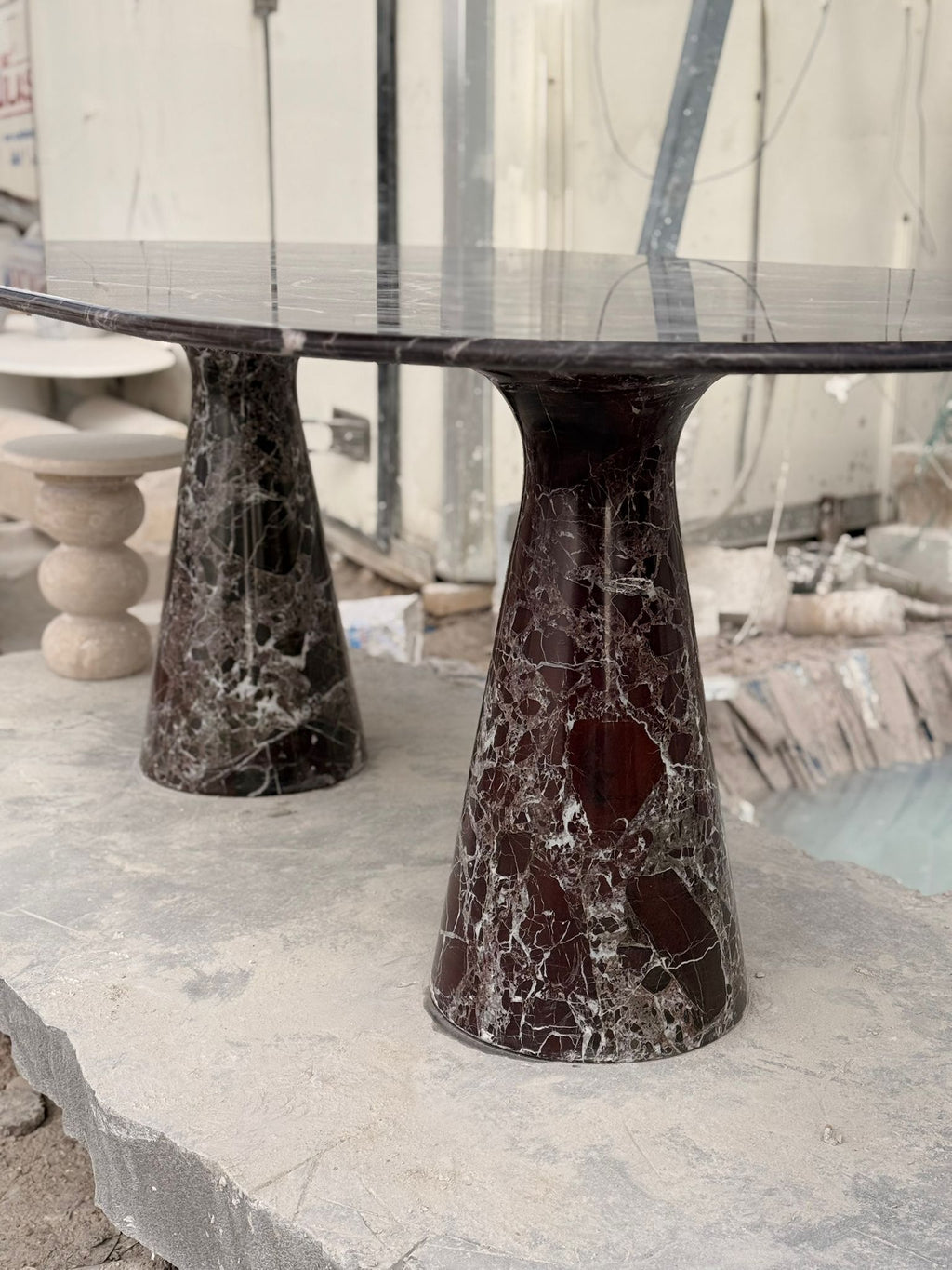 Rosso Levanto Marble Dining Table: Natural Burgundy Stone Centerpiece