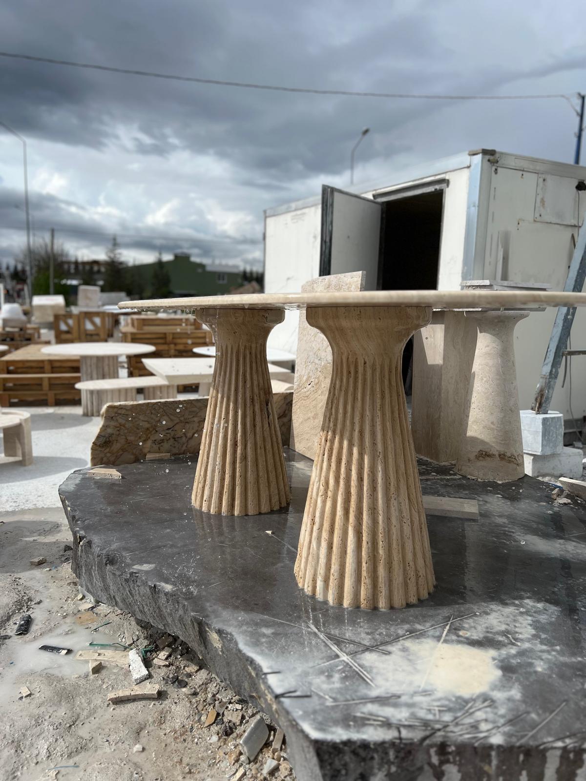 Cream Travertine Luxury  Dining Table  Special Design
