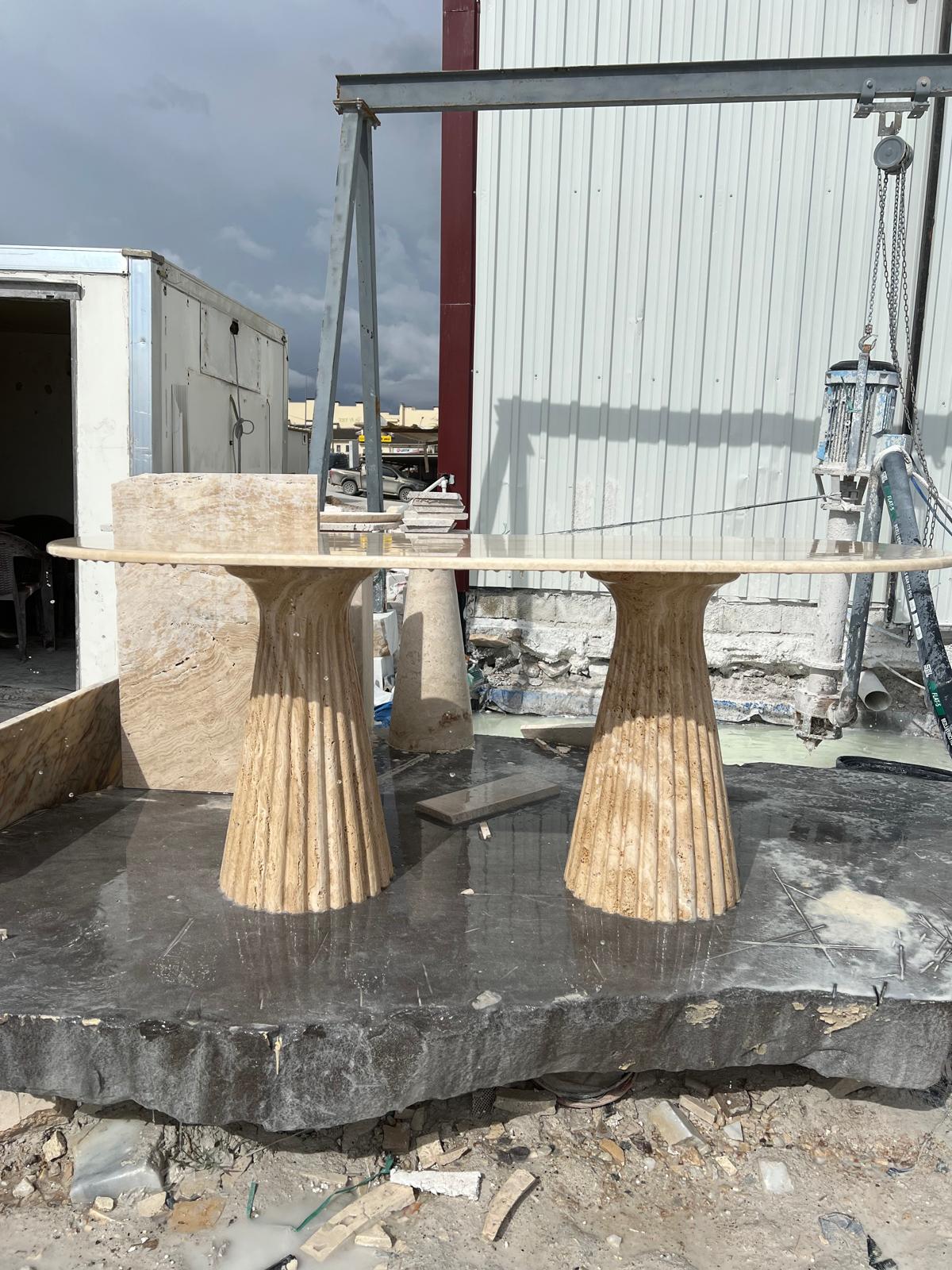 Cream Travertine Luxury  Dining Table  Special Design