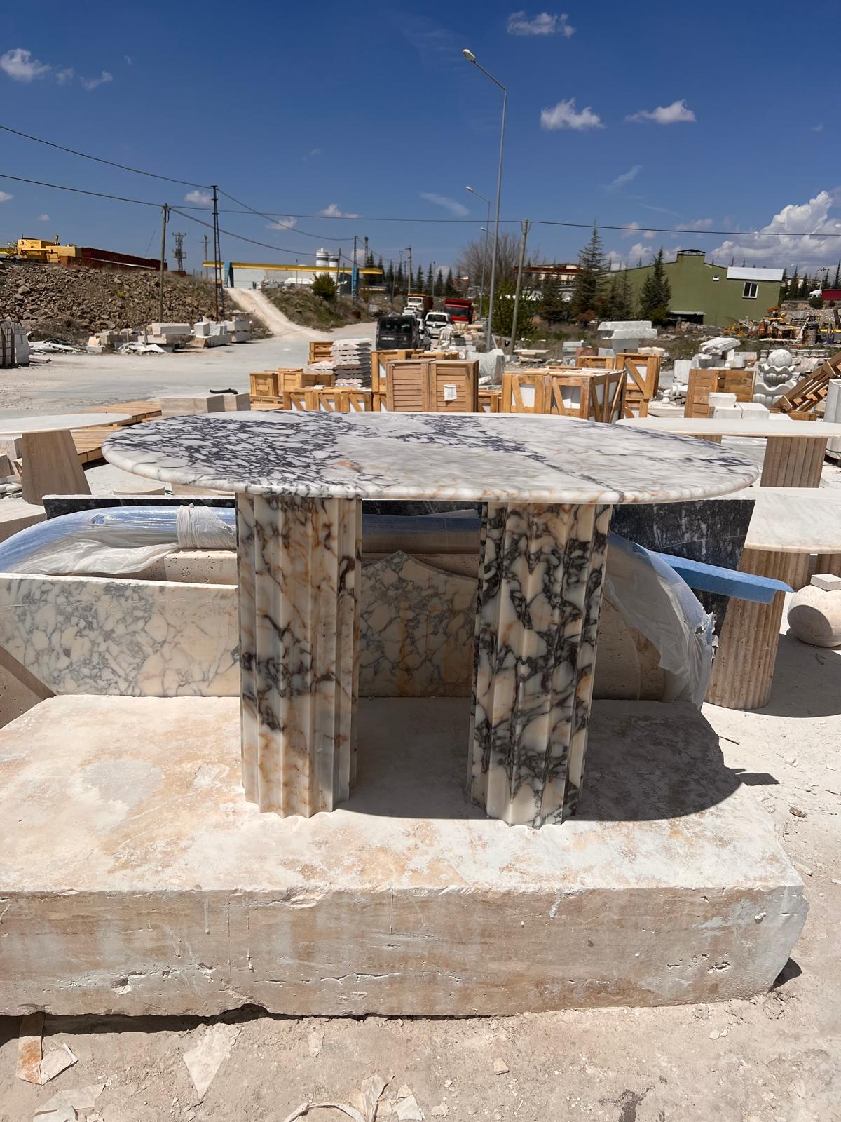 Luxury Afyon Violet Marble Dining Table Special Design