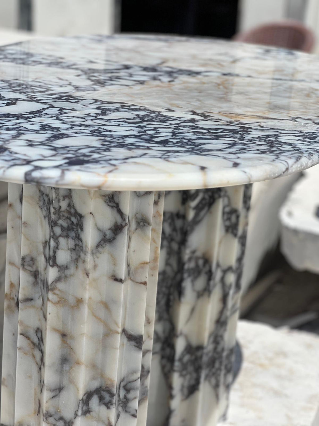 Luxury Afyon Violet Marble Dining Table Special Design