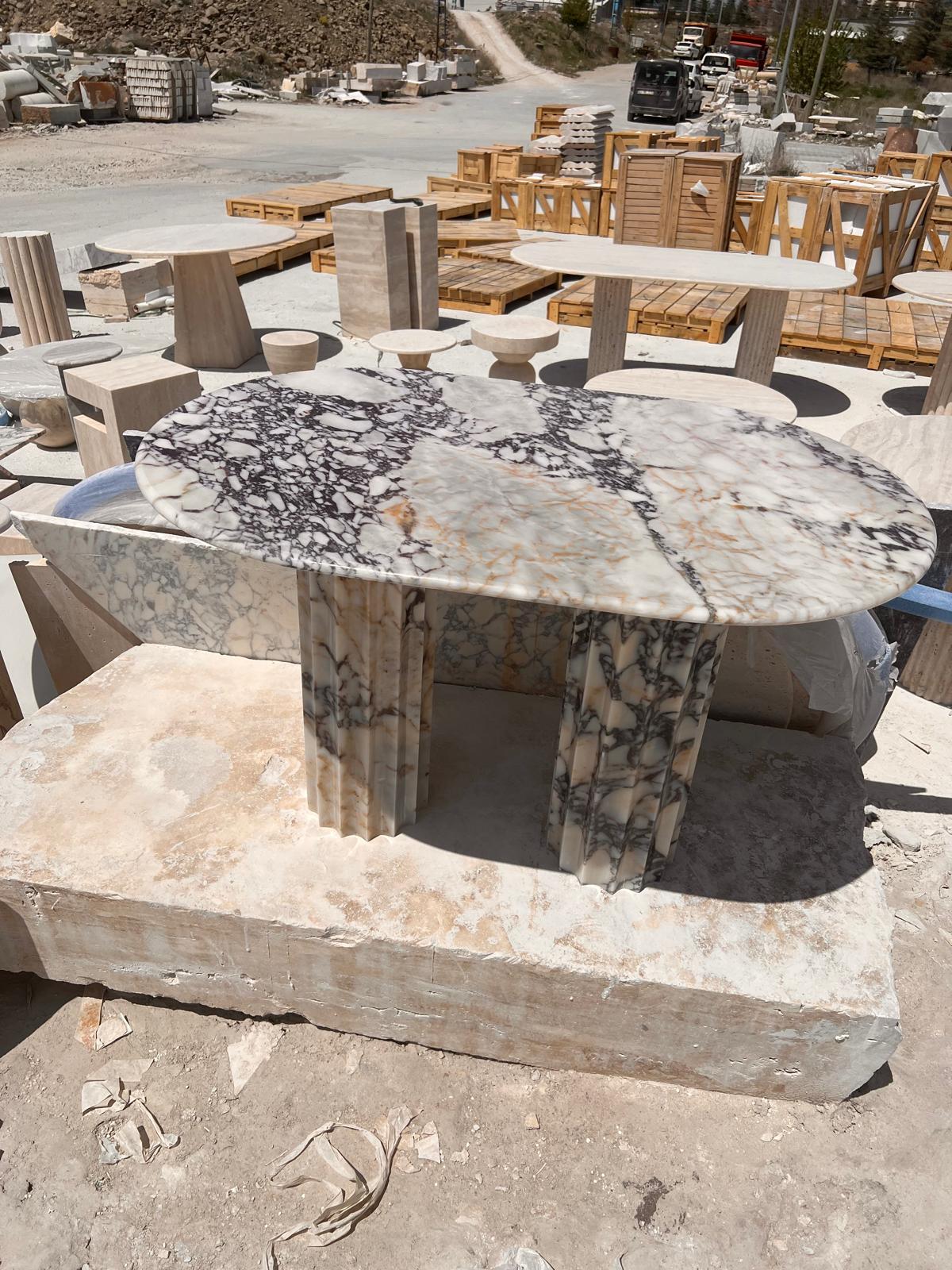 Luxury Afyon Violet Marble Dining Table Special Design