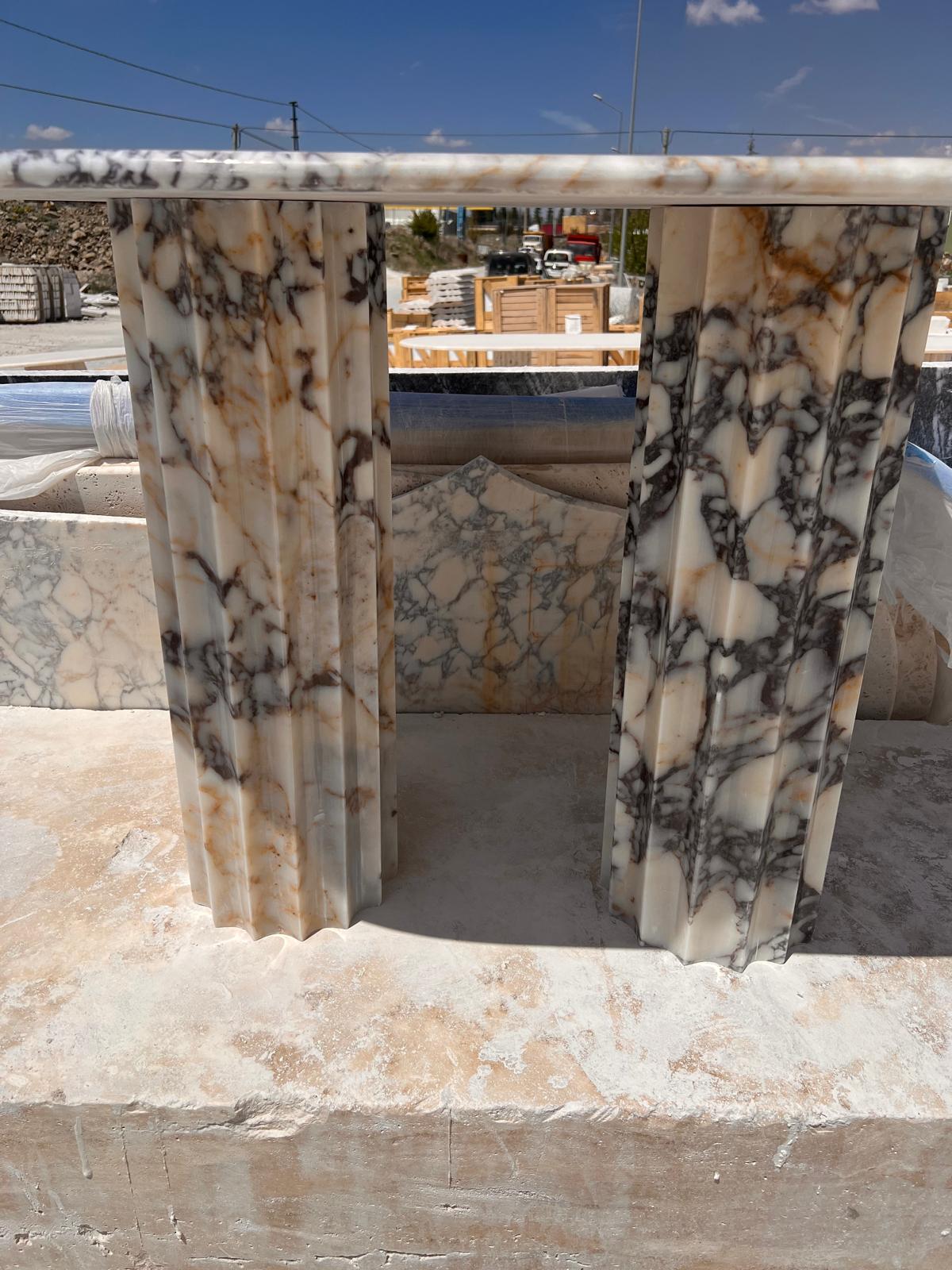 Luxury Afyon Violet Marble Dining Table Special Design
