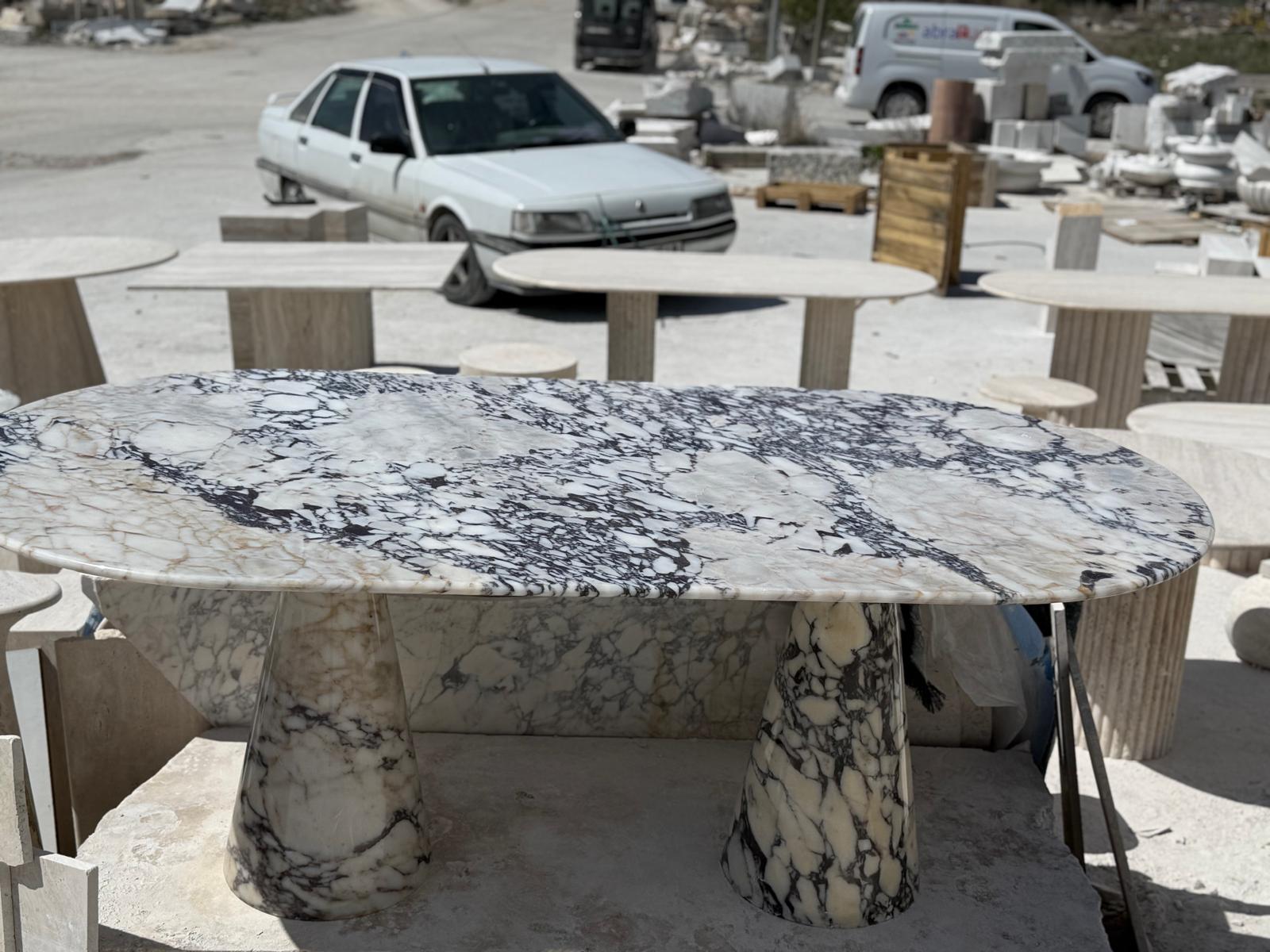 Afyon Violet Luxury Marble Dining Table Special Design