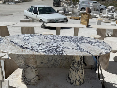Afyon Violet Luxury Marble Dining Table Special Design