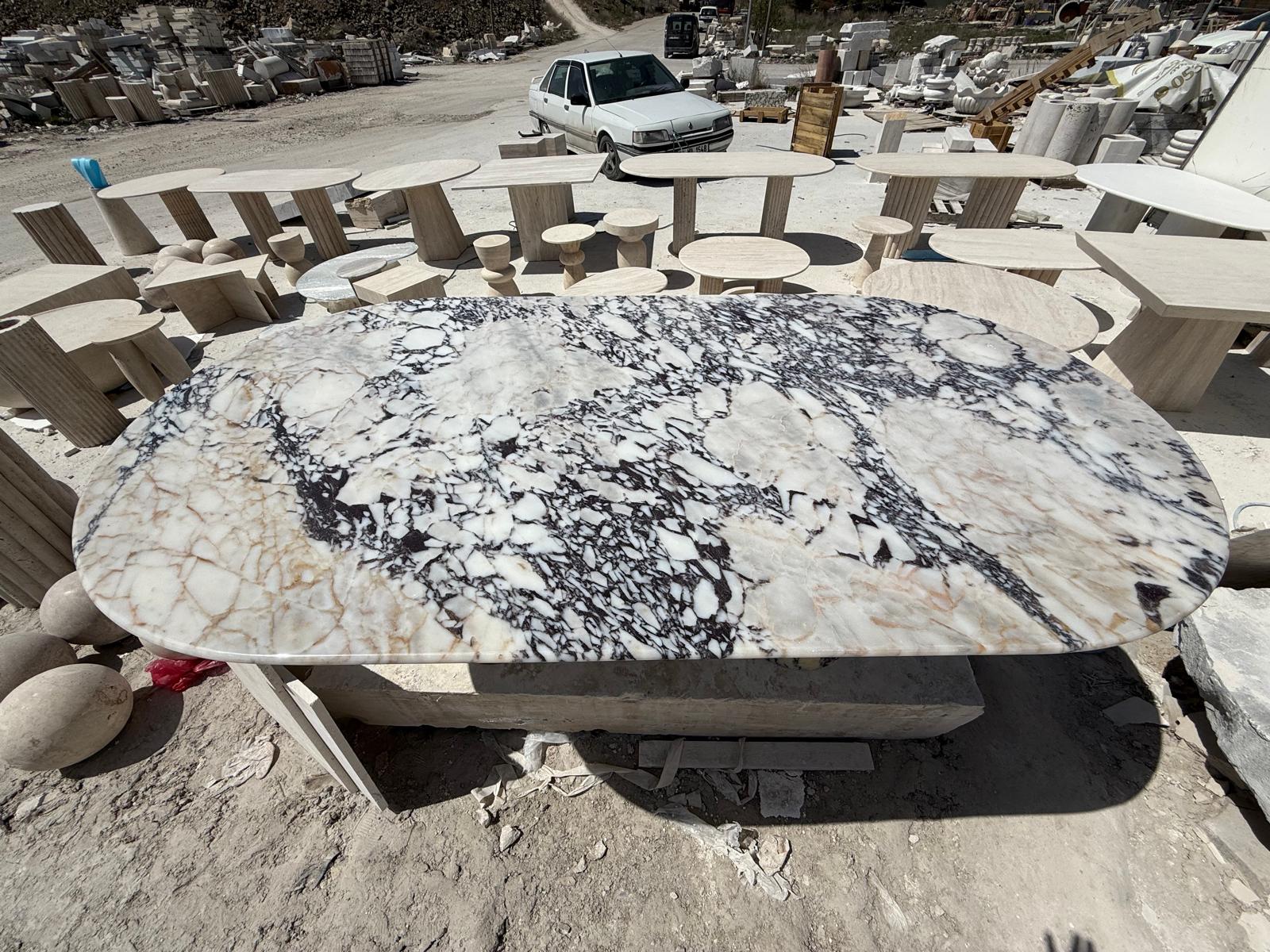 Afyon Violet Luxury Marble Dining Table Special Design