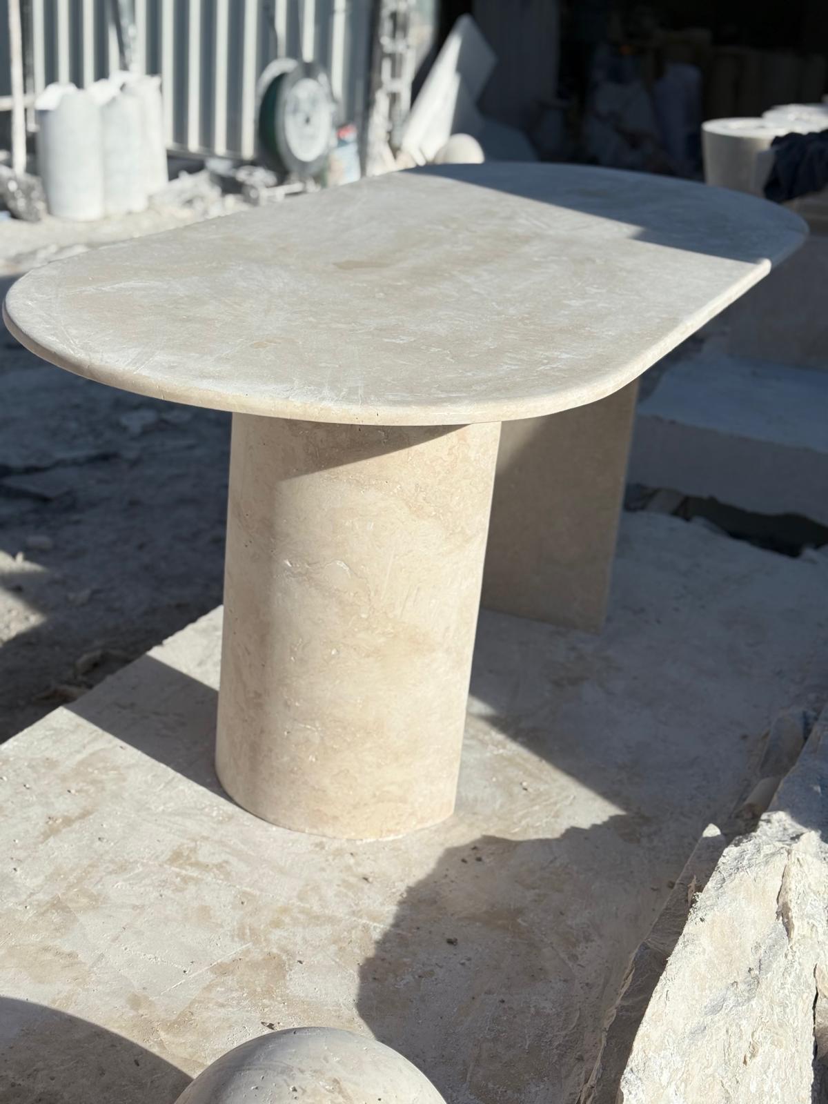 Imperial Heritage: 100% Solid Travertine Dining Table