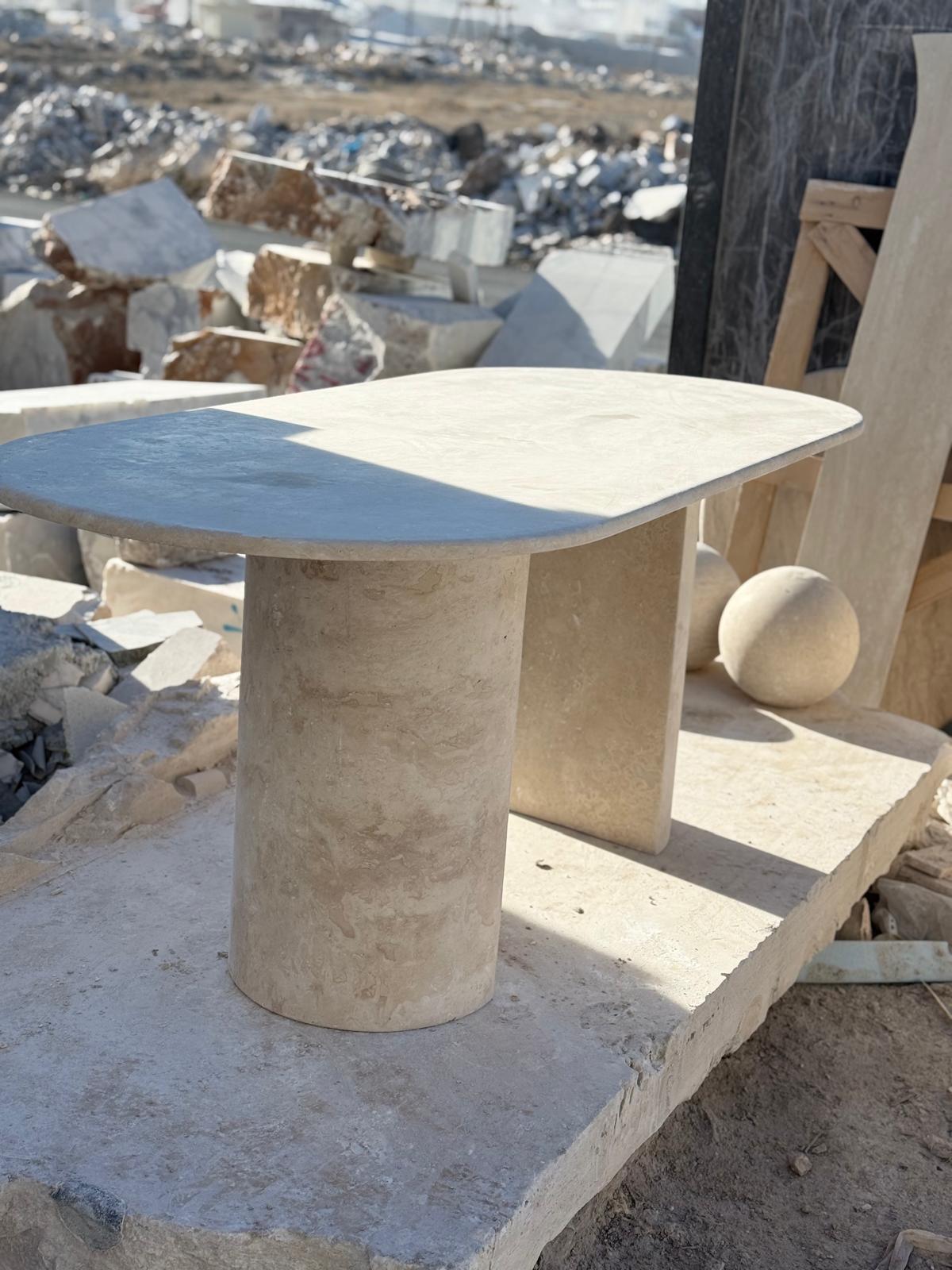 Imperial Heritage: 100% Solid Travertine Dining Table