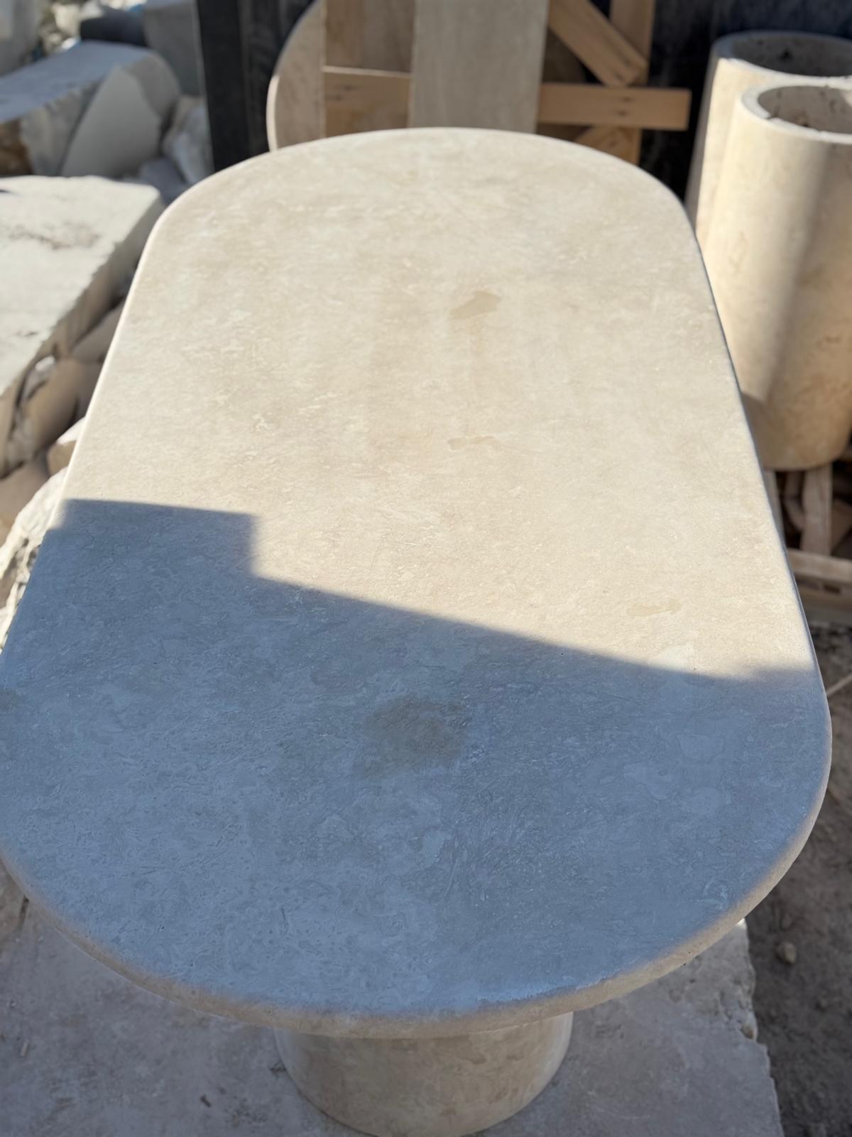 Imperial Heritage: 100% Solid Travertine Dining Table
