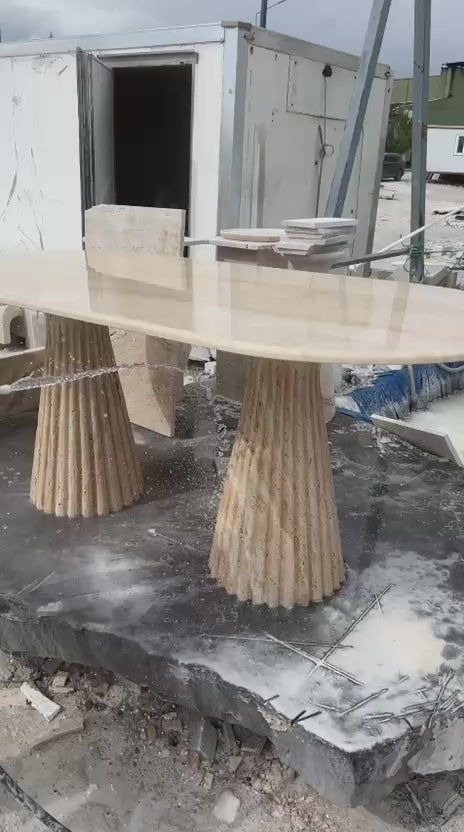 Cream Travertine Luxury  Dining Table  Special Design