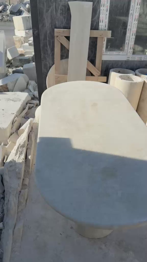 Imperial Heritage: 100% Solid Travertine Dining Table